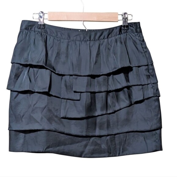The Limited Dresses & Skirts - The Limited Black ruffle satin A-line mini skirt flirty whimsical fairy witchy 6